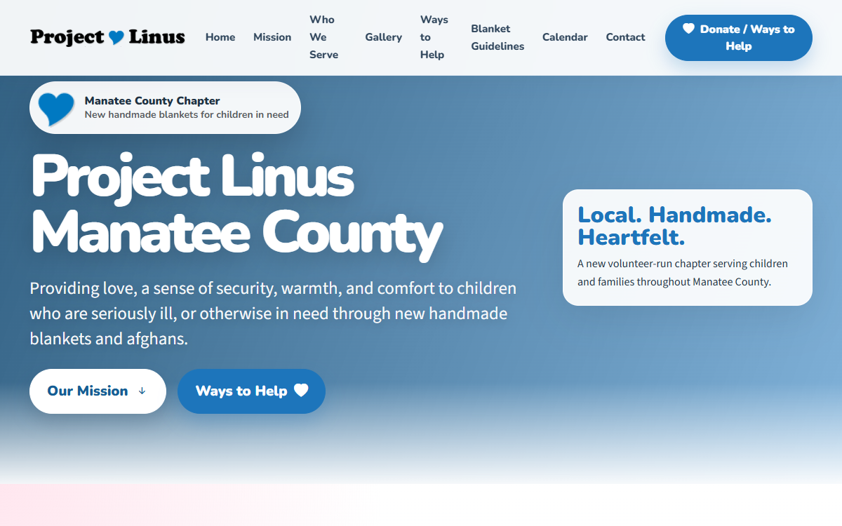 Placeholder for a screenshot of the live website featured in the A volunteer-friendly website connecting handmade blankets with local children in need case study
